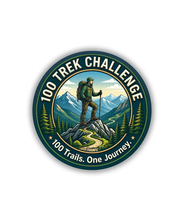 100 Trek Challenge Pin Badge – Hiking Adventure Travel Souvenir