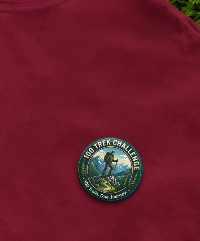 100 Trek Challenge Pin Badge – Hiking Adventure Travel Souvenir