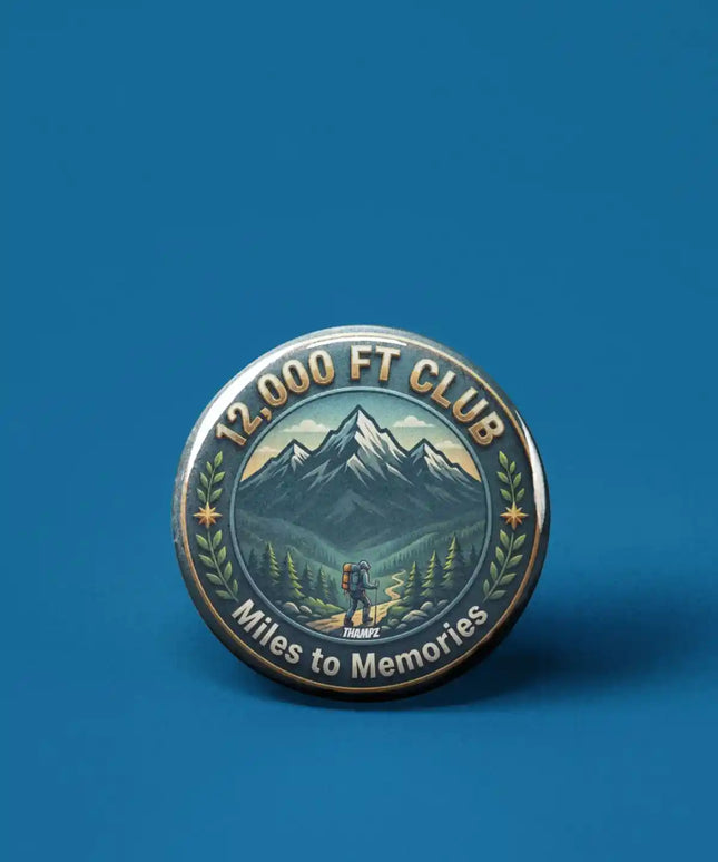 12,000 FT Club Mountain Trek Pin Badge – Adventure Travel Souvenir