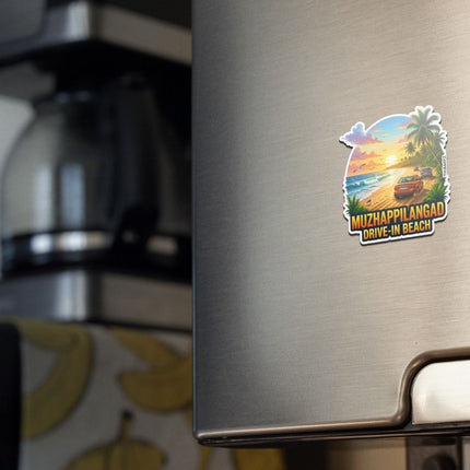 Muzhappilangad Drive-in Beach Kerala 3D Embossed Flexible Fridge Magnet – Beach Travel Souvenir