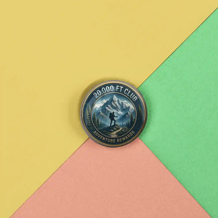 20,000 FT Club Mountain Summit Pin Badge – Adventure Travel Souvenir