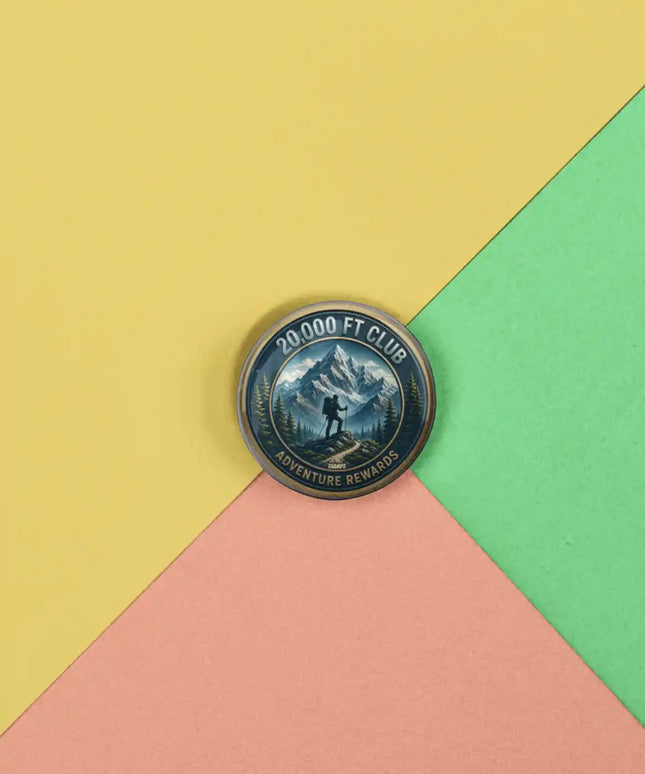 20,000 FT Club Mountain Summit Pin Badge – Adventure Travel Souvenir