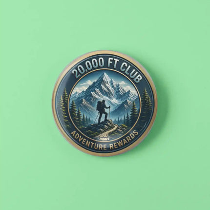 20,000 FT Club Mountain Summit Pin Badge – Adventure Travel Souvenir