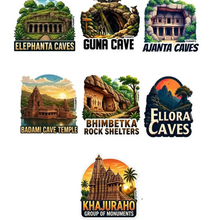 Incredible Caves of India 3D Embossed Flexible Fridge Magnets (Set of 8) – Heritage Travel Souvenir Set