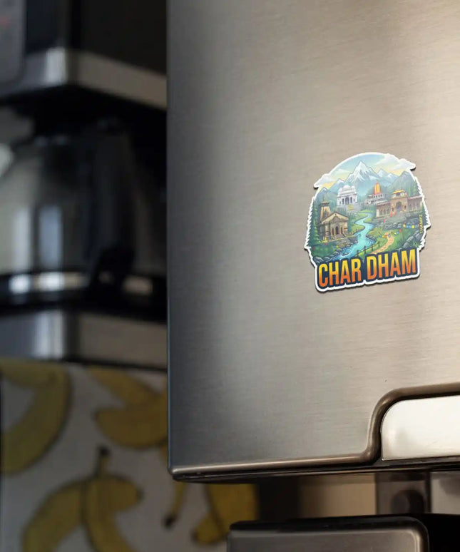 Char Dham Fridge Magnet – Spiritual Travel Souvenir & Collectible