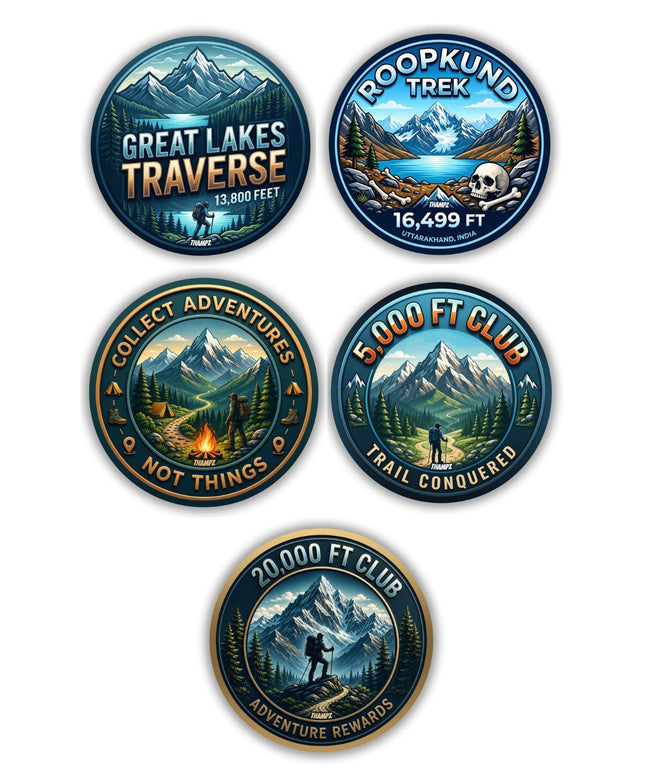 High Altitude Trekker Collection Metal Pin Badges (Set of 14) – Himalayan Adventure Souvenir Set