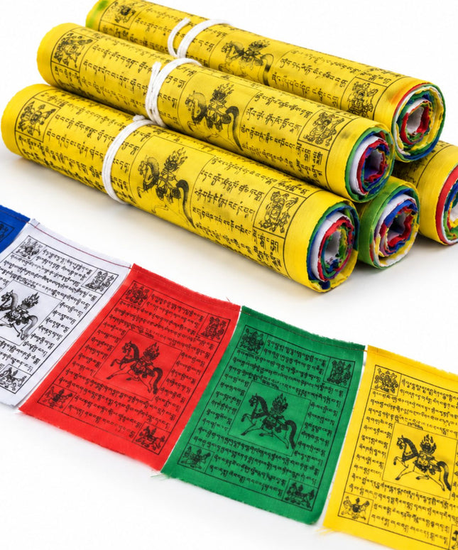 Lungta Premium Tibetan Prayer Flags – Himalayan Wind Horse Buddhist Hanging Decor