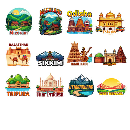 All 28 States of India 3D Embossed Vinyl Stickers Combo (Set of 28) Premium Die Cut Complete Travel Collection