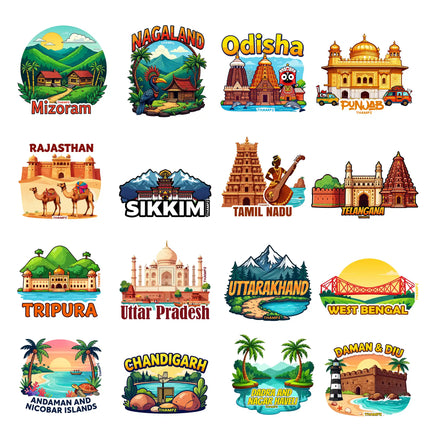 All India States & Union Territories 3D Embossed Flexible Fridge Magnet Combo (Set of 37) 0.5mm Mega Travel Collection