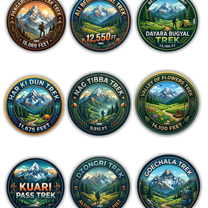 Himalayan Explorer Collection Metal Pin Badges (Set of 22) – Ultimate Himalayan Adventure Souvenir Set