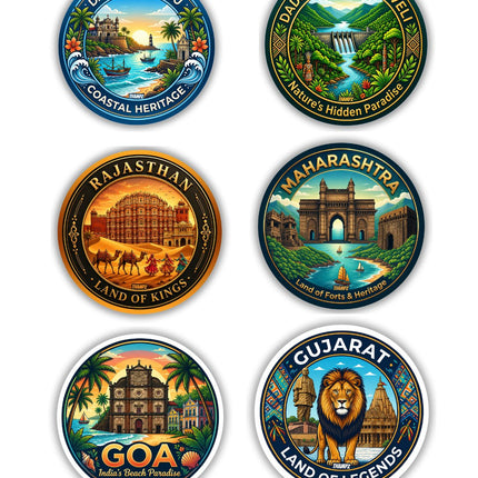 West Indian States Metal Pin Badges (Set of 6) – Western India Travel Souvenir Collection
