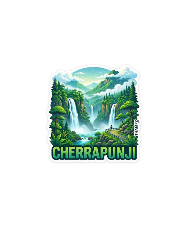 Cherrapunji Waterfalls Rainforest Vinyl Travel Sticker