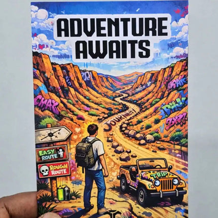adventure awaits travel postcard scenic photo postcard
