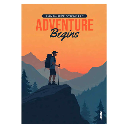 Adventure Begins – Motivational Travel Poster