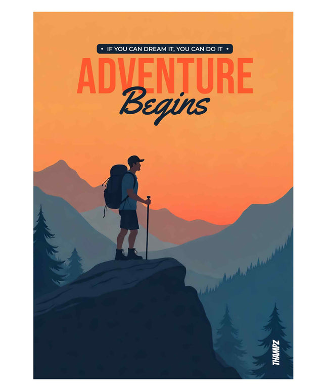 Adventure Begins – Motivational Travel Poster