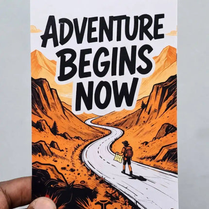 adventure begins now travel postcard photo postcard