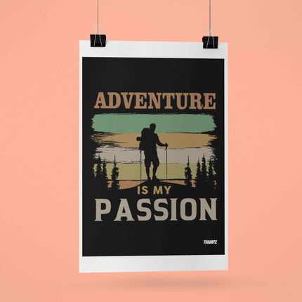 Adventure Is My Passion Retro Hiking Poster