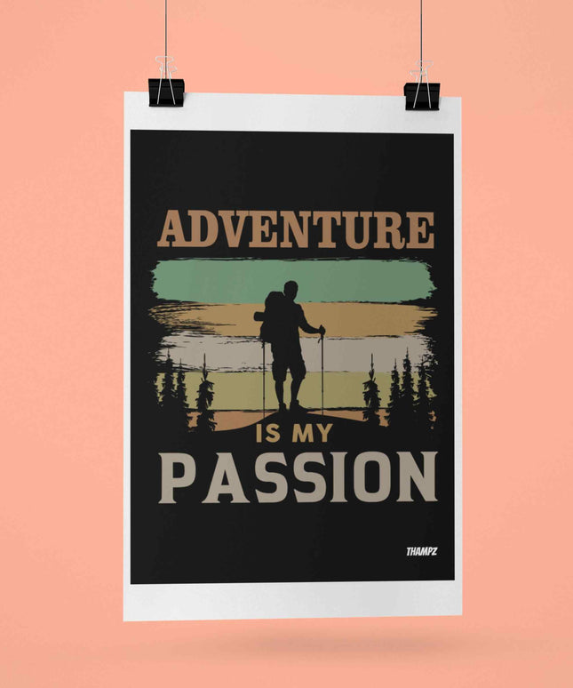 Adventure Is My Passion Retro Hiking Poster
