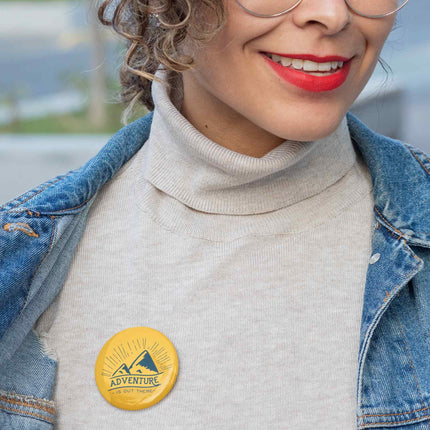 Adventure Is Out There – Mountain Explorer Round Pin Badge
