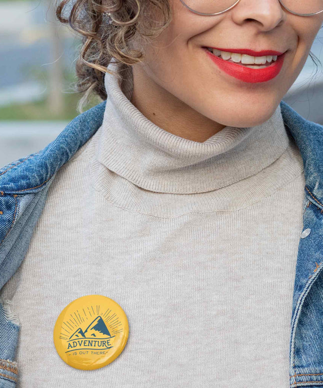 Adventure Is Out There – Mountain Explorer Round Pin Badge