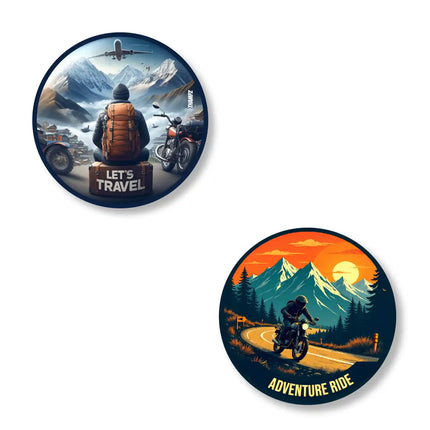 adventure ride  lets travel stylish metal pin badges for bags jackets  caps pair of 2