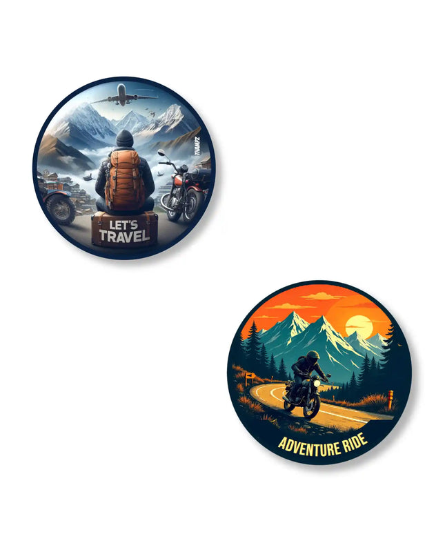 adventure ride  lets travel stylish metal pin badges for bags jackets  caps pair of 2