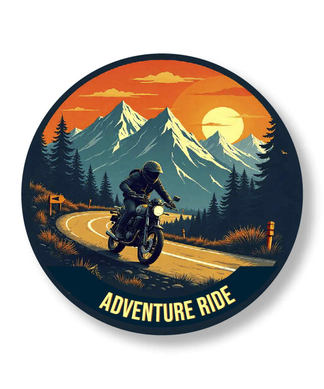 Adventure Ride – Motorcycle Mountain Road Round Pin Badge