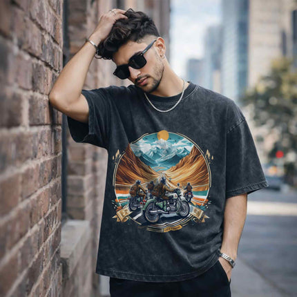 Adventure Riders Oversized Unisex Acid Wash T-Shirt