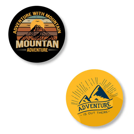 adventure with mountain  adventure is out here stylish metal pin badges for bags jackets  caps pair of 2