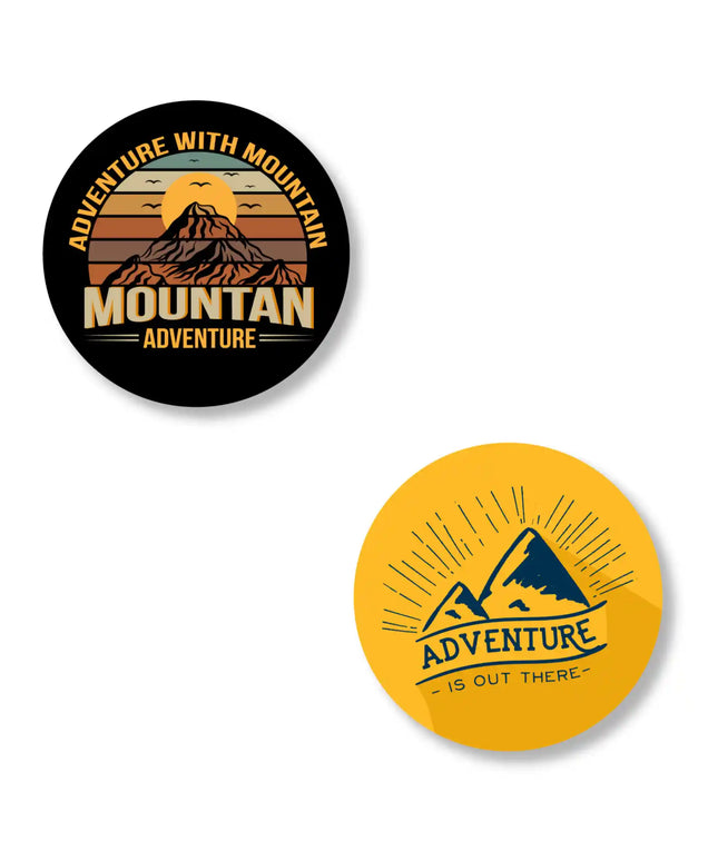 adventure with mountain  adventure is out here stylish metal pin badges for bags jackets  caps pair of 2