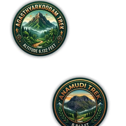 Agasthyarkoodam Trek  Anamudi Trek Metal Pin Badges Set of 2  Kerala Mountain Adventure Souvenir Collection