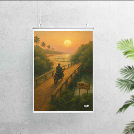 Agonda Sunset Ride Golden Hour Coastal Bridge Poster