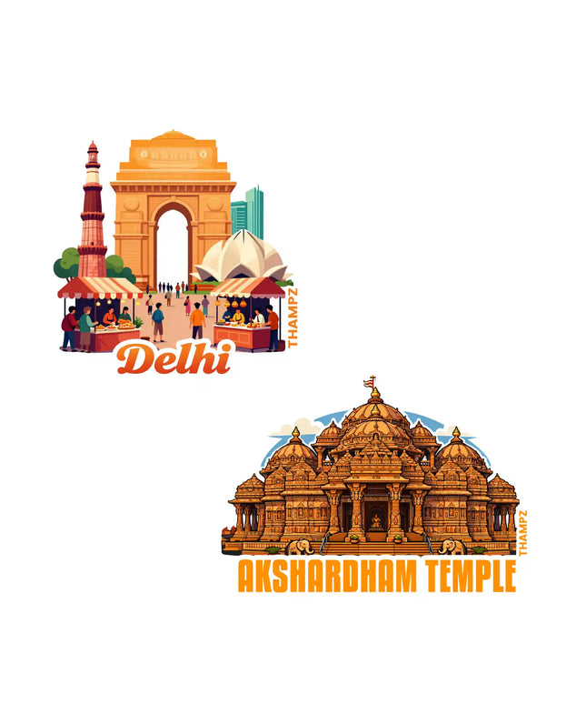 akshardham  delhi 3d embossed flexible fridge magnet combo set of 2 05mm premium travel souvenir