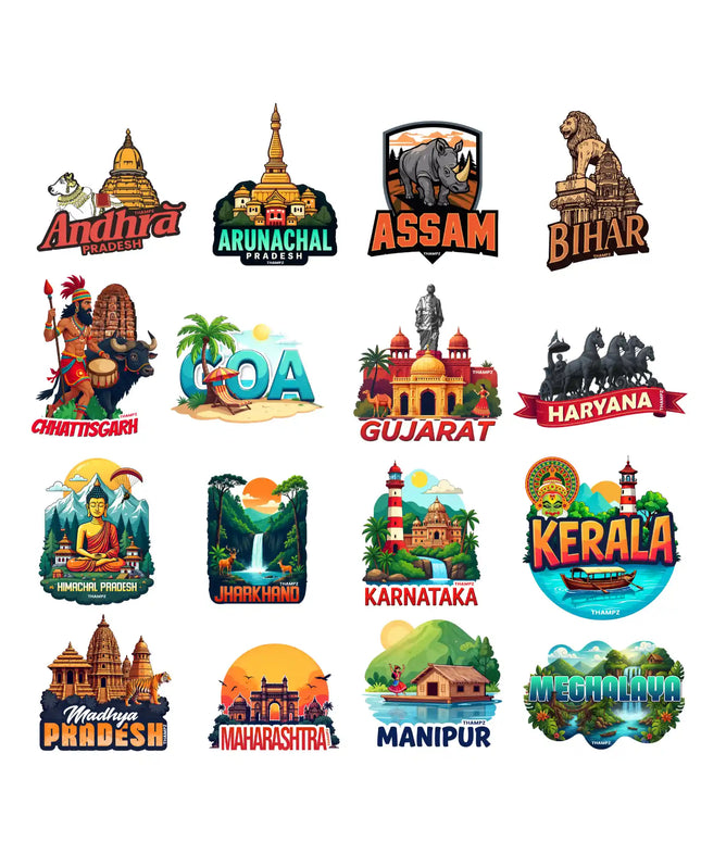 all india states  union territories premium matte vinyl stickers combo set of 36 die cut mega travel collection