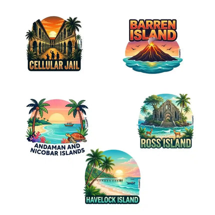 Andaman Island Chronicles 3D Embossed Flexible Fridge Magnets (Set of 5) – Island Travel Souvenir Set