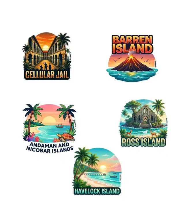 Andaman Island Chronicles 3D Embossed Flexible Fridge Magnets (Set of 5) – Island Travel Souvenir Set