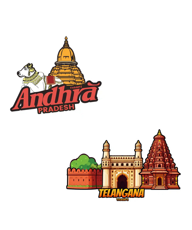 andhra pradesh  telangana 3d embossed vinyl stickers combo set of 2 premium die cut travel souvenir