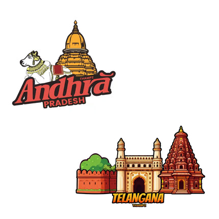 andhra pradesh  telangana premium matte vinyl stickers combo set of 2 die cut premium travel souvenir