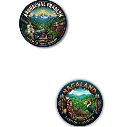 Arunachal Pradesh  Nagaland Metal Pin Badges Set of 2  Northeast India Travel Souvenir Collection