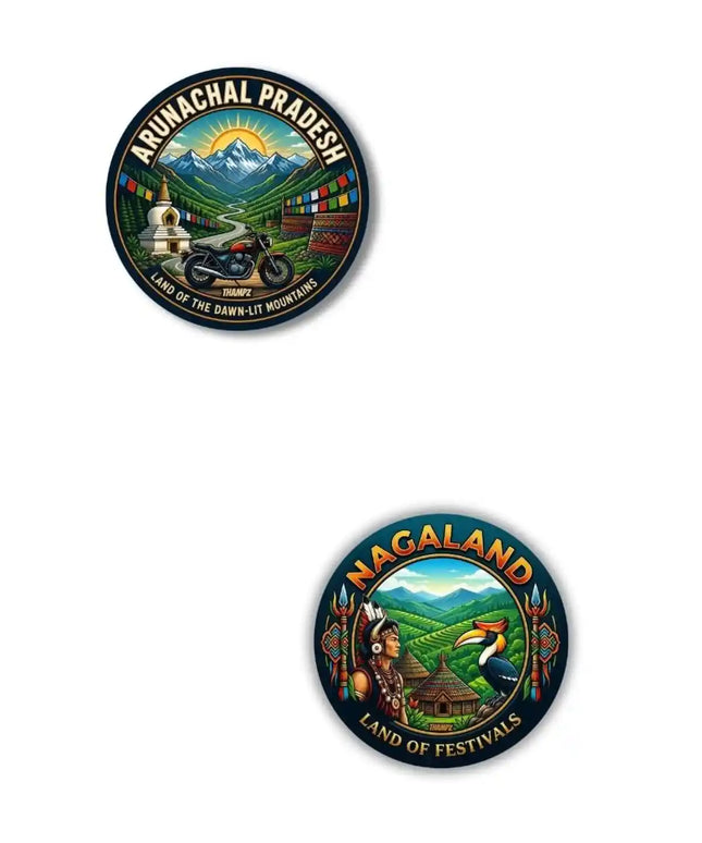 Arunachal Pradesh  Nagaland Metal Pin Badges Set of 2  Northeast India Travel Souvenir Collection