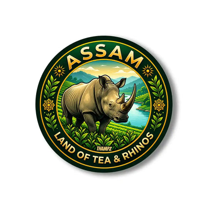 Assam Pin Badge – Land of Tea & Rhinos Travel Souvenir, State Collectible & Gift