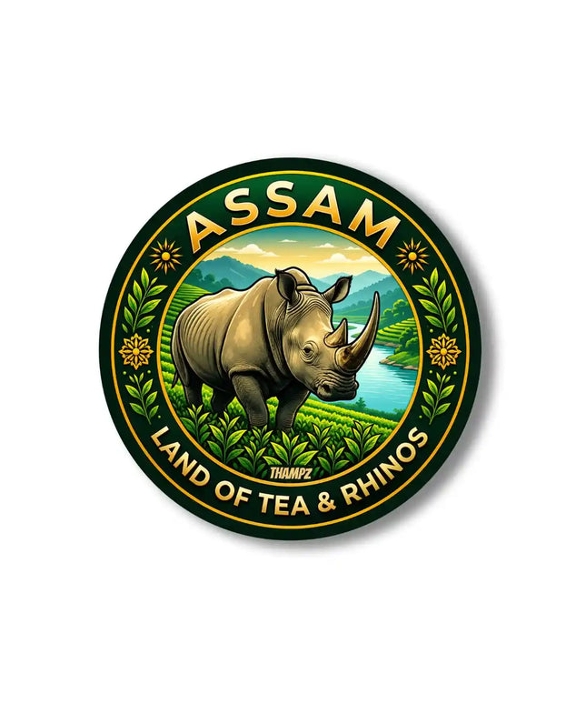 Assam Pin Badge – Land of Tea & Rhinos Travel Souvenir, State Collectible & Gift