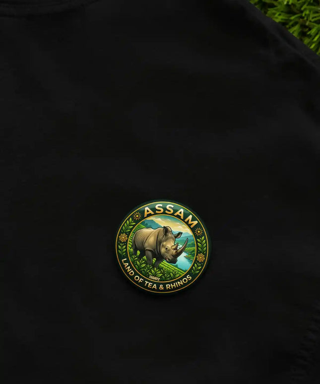 Assam Pin Badge – Land of Tea & Rhinos Travel Souvenir, State Collectible & Gift