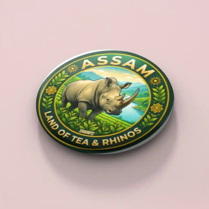 Assam Pin Badge – Land of Tea & Rhinos Travel Souvenir, State Collectible & Gift