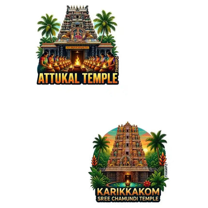 Attukal Temple & Karikkakom Sree Chamundi Temple Fridge Magnet – Spiritual Travel Souvenir & Collectible
