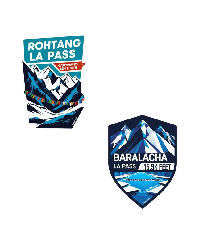 baralacha la  rohtang pass premium matte vinyl stickers combo set of 2 die cut premium travel souvenir
