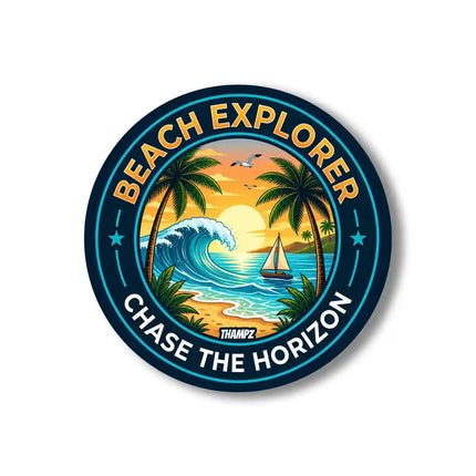Beach Explorer Pin Badge – Chase the Horizon Travel Souvenir, Beach Lover Gift & Collectible