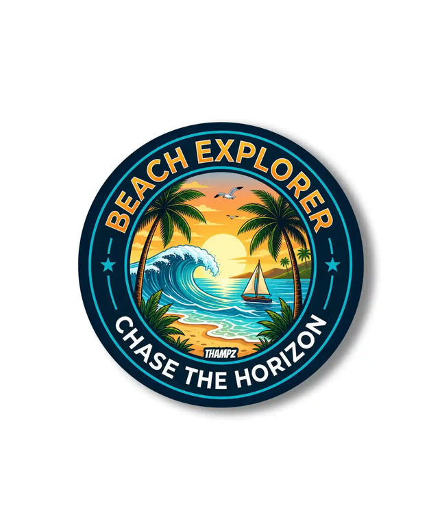 Beach Explorer Pin Badge – Chase the Horizon Travel Souvenir, Beach Lover Gift & Collectible