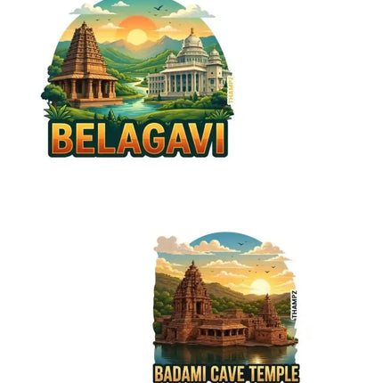 Belagavi & Badami Cave Temples Fridge Magnet – Karnataka Travel Souvenir & Collectible