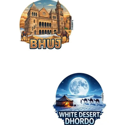 Bhuj & White Desert Dhordo Fridge Magnet – Gujarat Travel Souvenir & Collectible